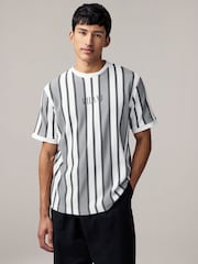 Grey/White Smart Vertical Stripe T-Shirt - Image 3 of 7