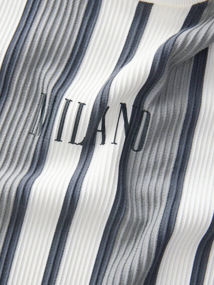 Grey/White Smart Vertical Stripe T-Shirt - Image 7 of 7