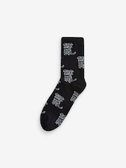 Black/Grey Dogs Ankle Socks 4 Pack - Image 2 of 5