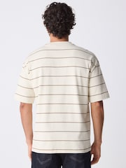 Ecru - Camiseta listrada listrada, pesada, 100% algodão - Imagem 3 de 8