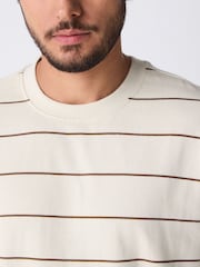 Ecru - Camiseta listrada listrada, pesada, 100% algodão - Imagem 4 de 8