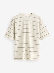Ecru - Camiseta listrada listrada, pesada, 100% algodão - Imagem 5 de 8