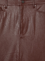 Paige Faux-Leather Midi Brown Skirt - Image 5 of 5