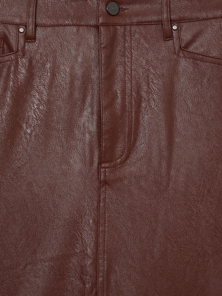 Paige Faux-Leather Midi Brown Skirt - Image 5 of 5