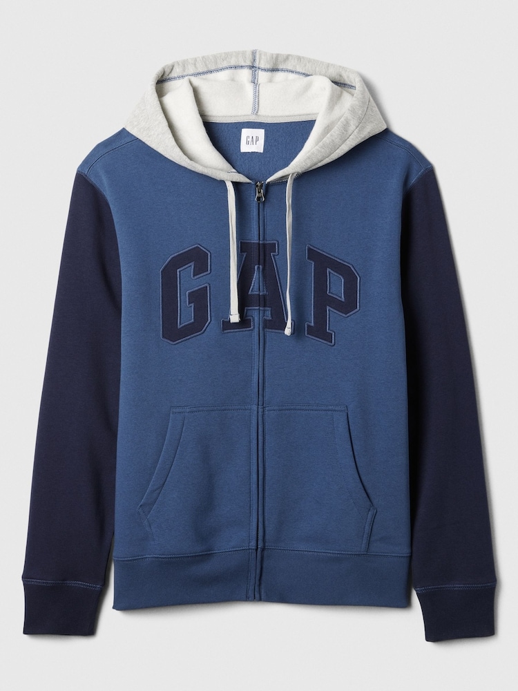 Gap Blue Logo Colourblock Zip Hoodie - Image 4 of 4