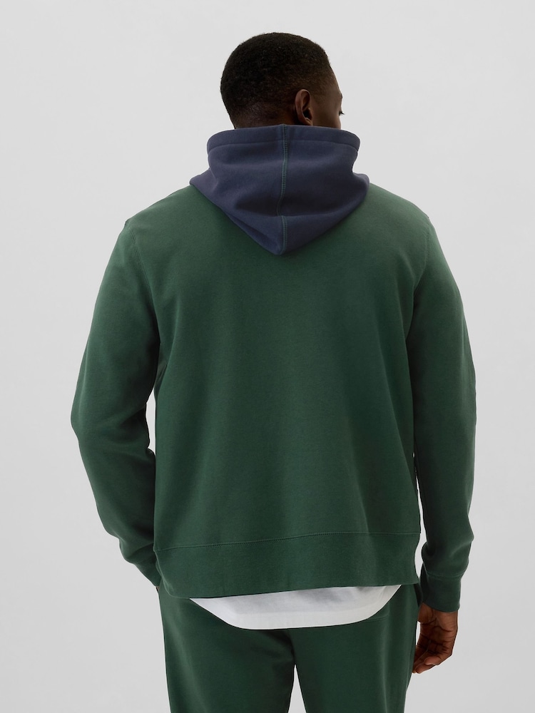 Gap Green Logo Colourblock Zip Hoodie - Image 2 of 4 Gap Green Logo Colourblock Zip Hoodie - Image 2 of 4