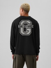 Gap Black Athletic Logo Graphic 100% Cotton Long Sleeve T-Shirt - Image 1 of 5