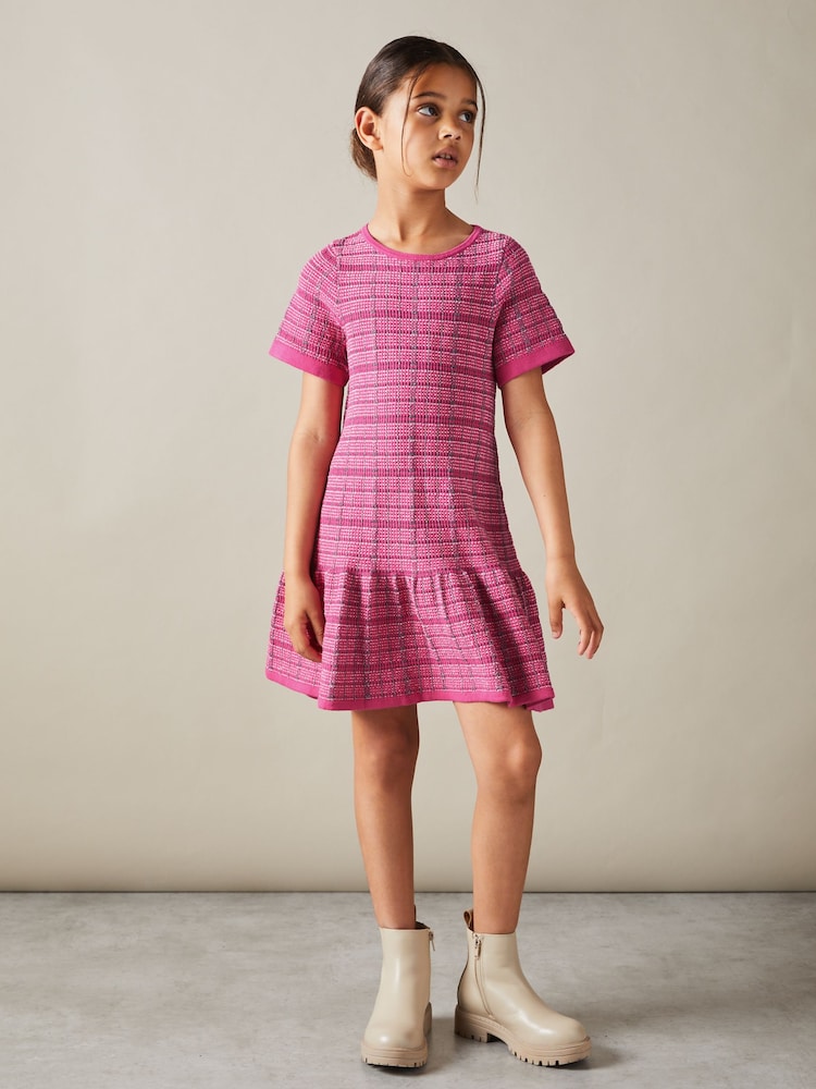 Reiss Shona Cotton Blend Checked Smocked Dress - Imagen 1 de 4