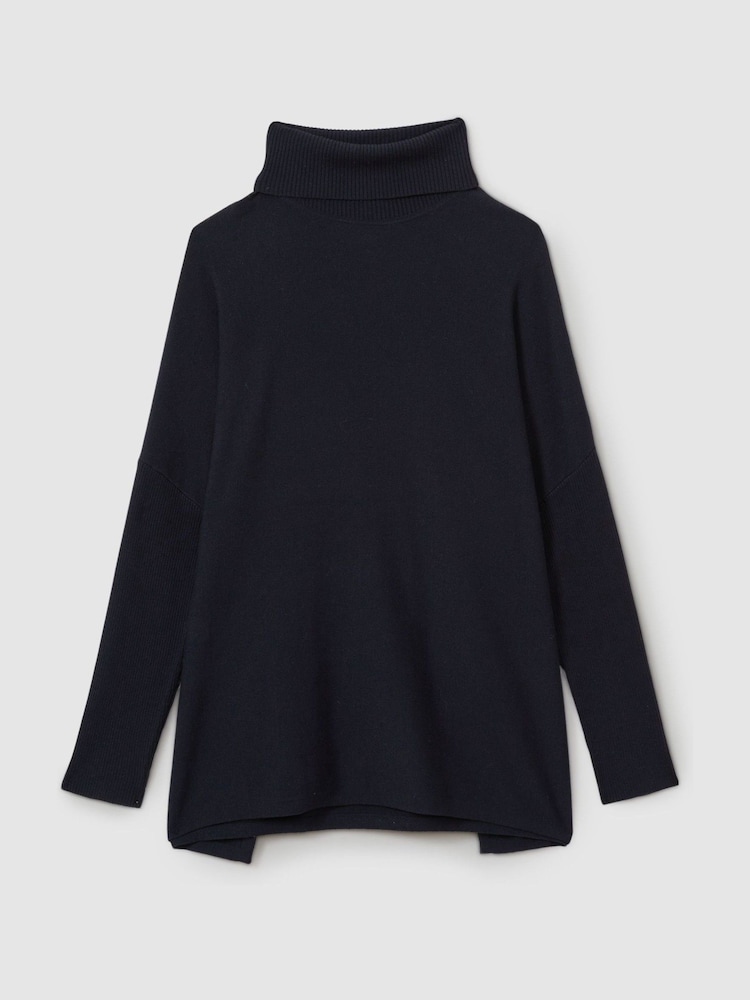 Reiss Navy Sophia Drop-Shoulder Roll Neck Jumper - Image 2 of 6