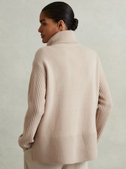 Reiss Mink Carina Wool-Cashmere Cable Knit Roll Neck Jumper - Image 5 of 6