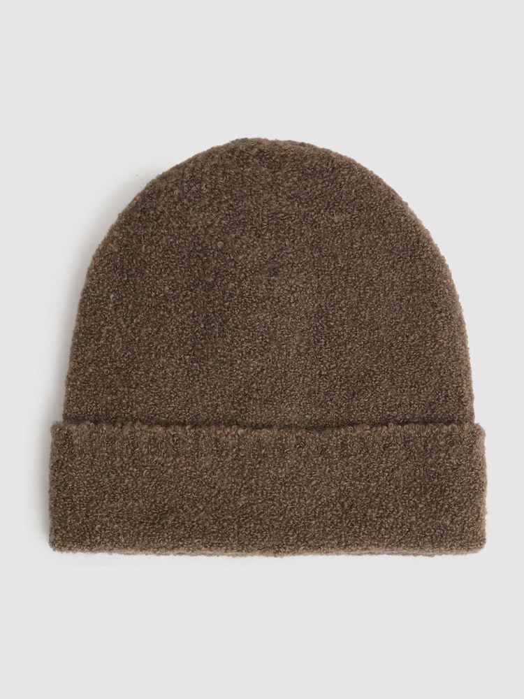 Reiss Taupe Abby Alpaca Blend Bouclé Beanie - Image 1 of 4