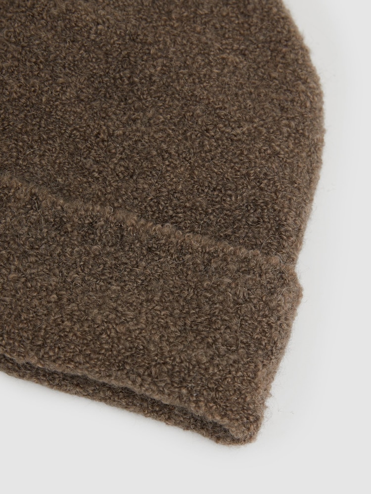 Reiss Taupe Abby Alpaca Blend Bouclé Beanie - Image 4 of 4