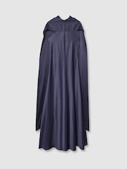 Reiss Indigo Fae Satin Cape Dress - Image 2 of 6