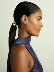 Reiss Indigo Fae Satin Cape Dress - Image 3 of 6