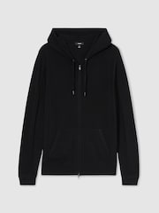 Reiss Black Lindo Wool and Cashmere Zip-Through Hoodie - Image 2 of 6