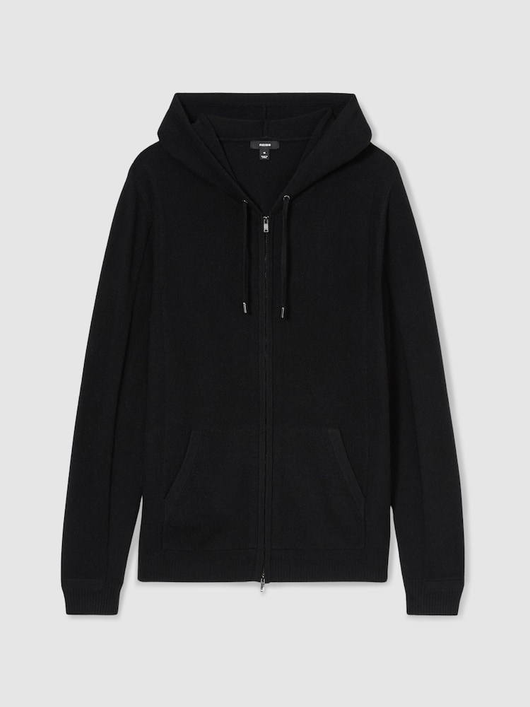 Reiss Black Lindo Wool and Cashmere Zip-Through Hoodie - Image 2 of 6