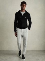 Reiss Black Lindo Wool and Cashmere Zip-Through Hoodie - Image 3 of 6