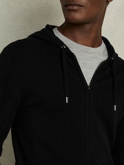 Reiss Black Lindo Wool and Cashmere Zip-Through Hoodie - Image 4 of 6