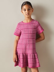 Reiss Pink Shona 9-13 yrs Cotton Blend Checked Smocked Dress - Image 1 of 4