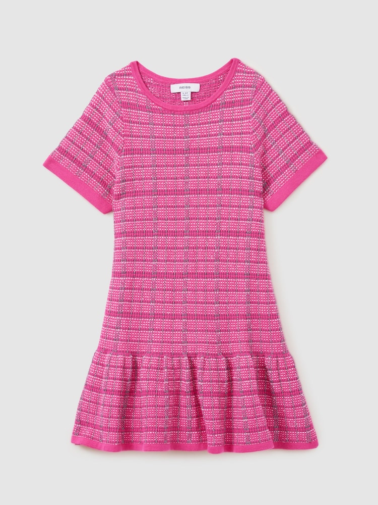 Reiss Pink Shona 9-13 yrs Cotton Blend Checked Smocked Dress - Image 2 of 4