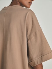 Camel - LES 100 CIEL Reiss | Les 100 Ciels Cotton-Blend Jersey T-Shirt - Bild 3 von 5