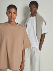 Camel - LES 100 CIEL Reiss | Les 100 Ciels Cotton-Blend Jersey T-Shirt - Bild 5 von 5