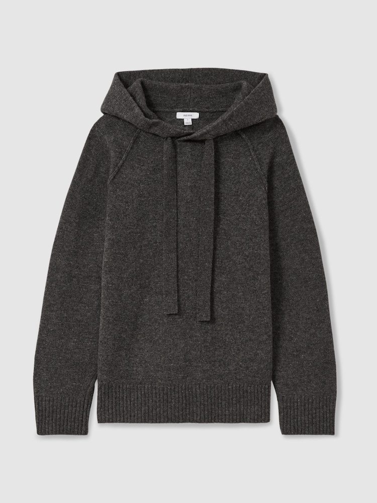 Reiss Charcoal Charlie Wool-Cashmere Drawstring Hoodie - Image 2 of 7