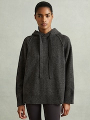 Reiss Charcoal Charlie Wool-Cashmere Drawstring Hoodie - Image 3 of 7