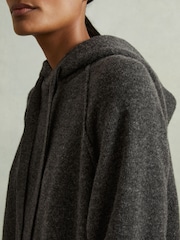 Reiss Charcoal Charlie Wool-Cashmere Drawstring Hoodie - Image 4 of 7