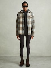 Reiss Charcoal Charlie Wool-Cashmere Drawstring Hoodie - Image 6 of 7