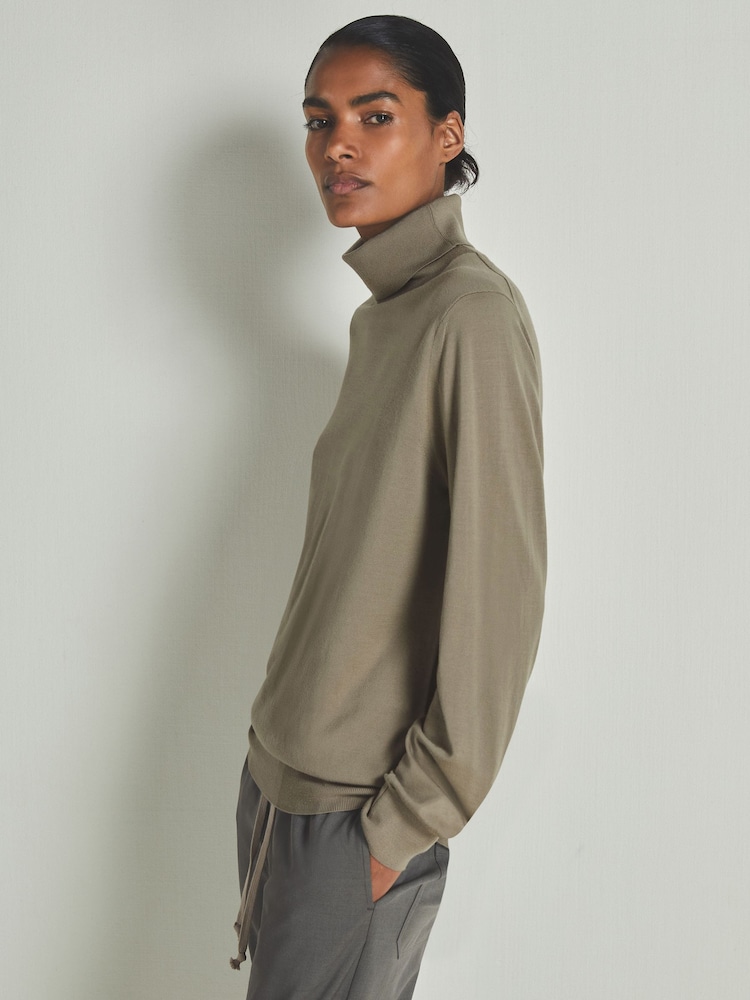 LES 100 CIEL Mink Marl Reiss | Les 100 Ciels Noble-Wool Roll-Neck Jumper - Image 1 of 5