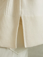 Reiss Cream Carina Wool-Cashmere Cable Knit Roll Neck Jumper - Image 4 of 7