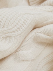 Reiss Cream Carina Wool-Cashmere Cable Knit Roll Neck Jumper - Image 7 of 7