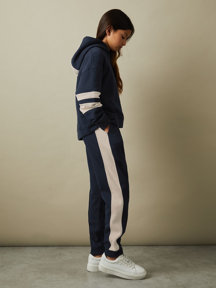 Reiss Navy Cara 4-9 yrs Cotton Blend Colourblock Hoodie and Joggers Set - Image 1 of 5