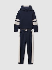 Reiss Navy Cara 4-9 yrs Cotton Blend Colourblock Hoodie and Joggers Set - Image 2 of 5