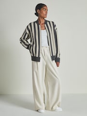 LES 100 CIEL Charcoal/Cream Reiss | Les 100 Ciels Wool and Cashmere Cardigan - Image 1 of 5