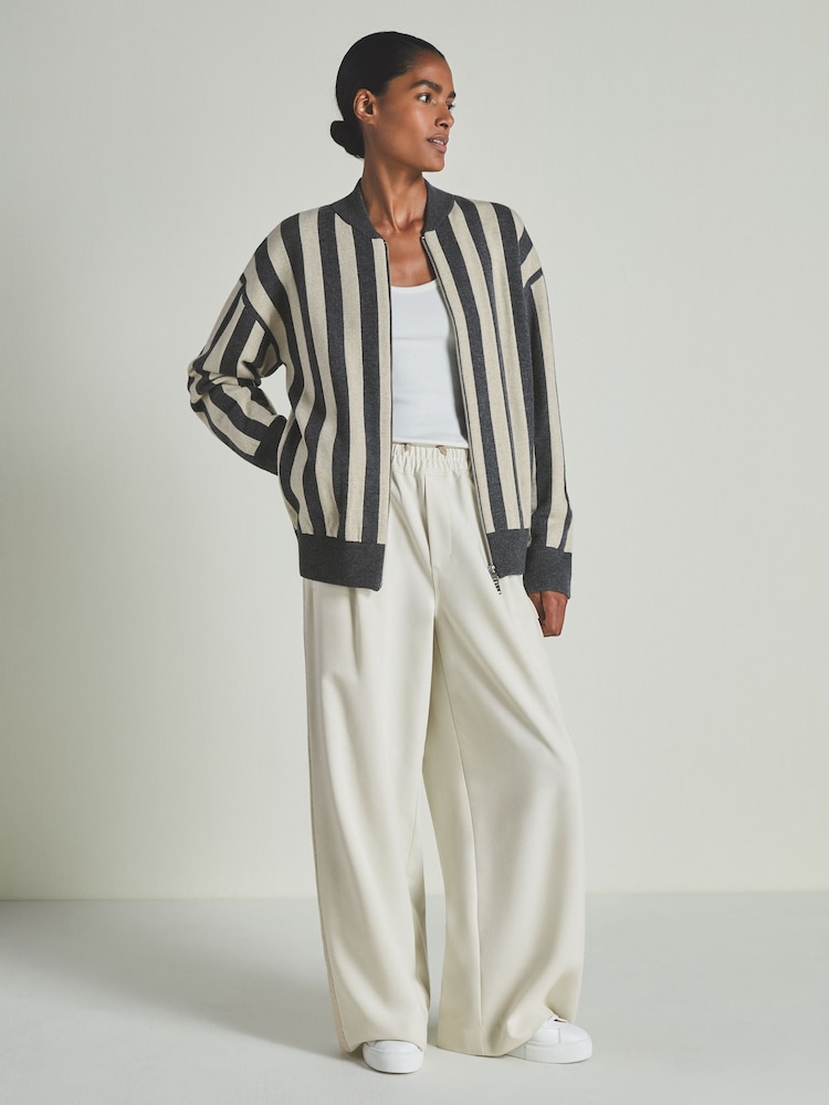 LES 100 CIEL Charcoal/Cream Reiss | Les 100 Ciels Wool and Cashmere Cardigan - Image 1 of 5