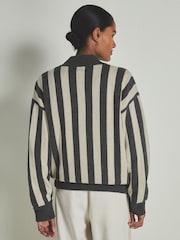 LES 100 CIEL Charcoal/Cream Reiss | Les 100 Ciels Wool and Cashmere Cardigan - Image 4 of 5