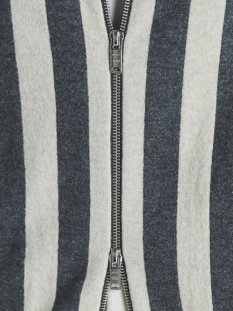 LES 100 CIEL Charcoal/Cream Reiss | Les 100 Ciels Wool and Cashmere Cardigan - Image 5 of 5