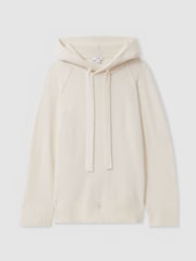 Reiss Cream Charlie Wool-Cashmere Drawstring Hoodie - Image 2 of 6