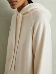 Reiss Cream Charlie Wool-Cashmere Drawstring Hoodie - Image 4 of 6