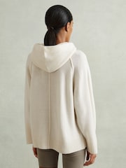Reiss Cream Charlie Wool-Cashmere Drawstring Hoodie - Image 5 of 6