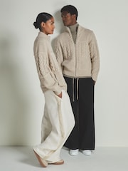 LES 100 CIEL Stone Reiss | Les 100 Ciels Wool and Cashmere Cardigan - Image 5 of 5