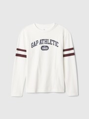 Gap White Athletic Graphic Crew Neck Long Sleeve T-Shirt (4-13yrs) - Image 1 of 3