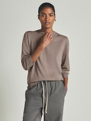LES 100 CIEL Dark Mink Reiss | Les 100 Ciels Noble-Wool Long-Sleeve Jumper - Image 3 of 7