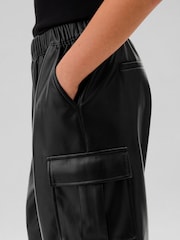 Gap Black Leather Faux Leather Cargo Parachute Trousers - Image 4 of 5