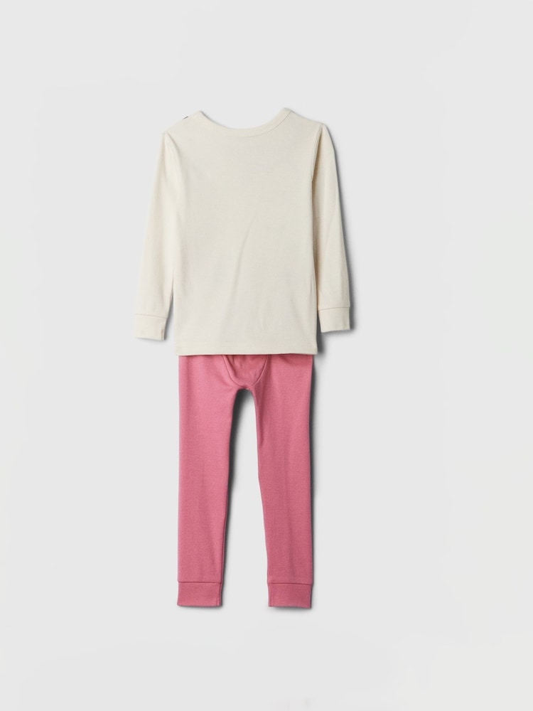 Gap White/Pink Vet Cotton Long Sleeve Pyjamas (6mths-5yrs) - Image 2 of 3 Gap White/Pink Vet Cotton Long Sleeve Pyjamas (6mths-5yrs) - Image 2 of 3