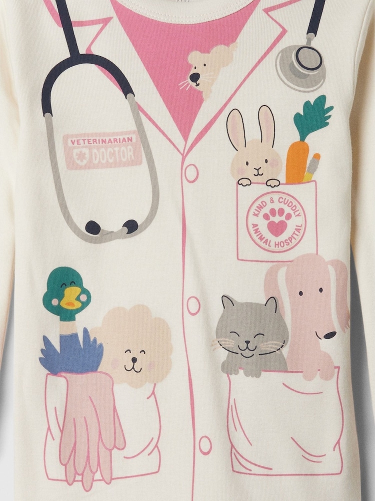 Gap White/Pink Vet Cotton Long Sleeve Pyjamas (6mths-5yrs) - Image 3 of 3