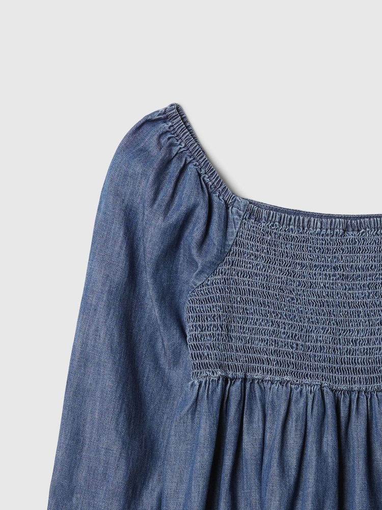 Gap Blue Puff Sleeve Square Neck Denim Dress (4-13yrs) - Image 4 of 4