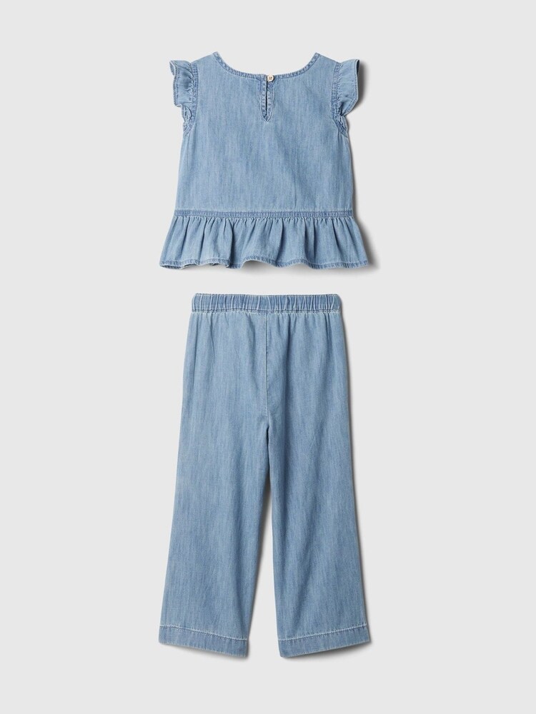 Gap Blue Denim Ruffle Top and Trouser Set (6mths-5yrs) - Image 2 of 2